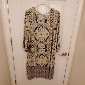 Yellow and black bell sleeve dress